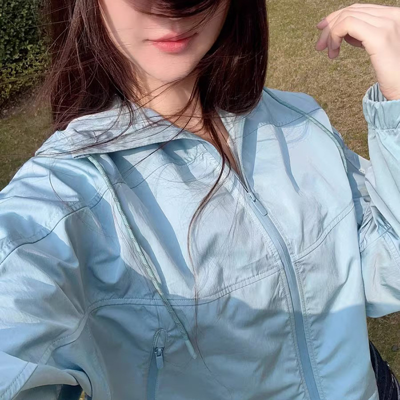 luluemon top coat Lulu same style flat for sports yoga clothes short hooded sun protection Fitness women's jacket