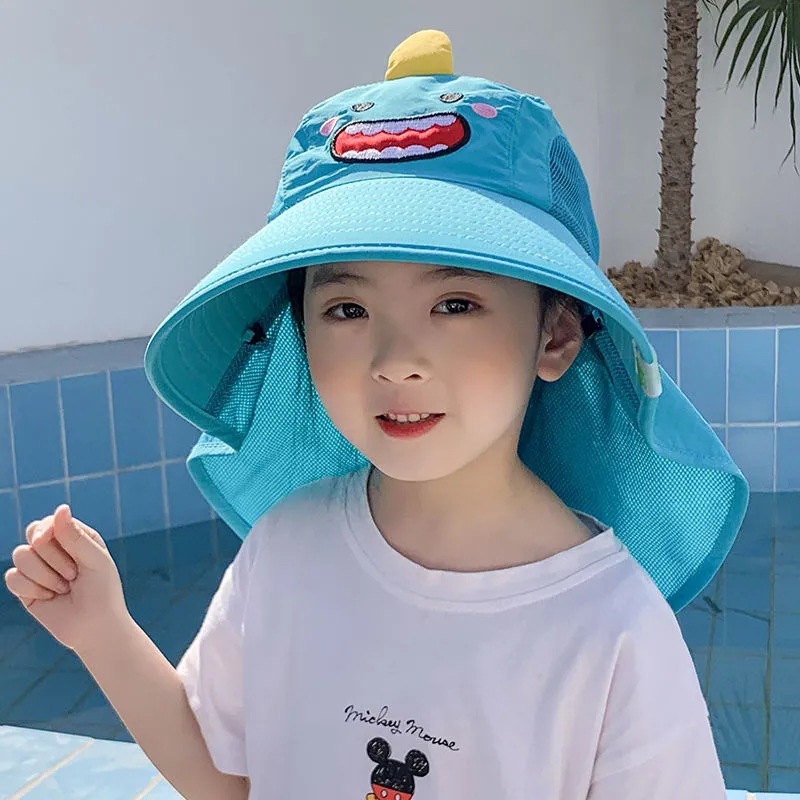 Cappello da sole per bambini, ragazzi e ragazze, protezione UV, cappello da sole estivo, cappello da sole a tesa larga, cappello da pescatore sottile e traspirante_voghion.com