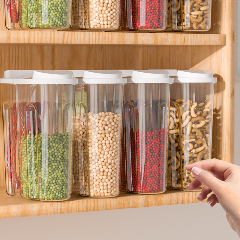Japanese-style kitchen transparent rice bucket household large capacity grain sealed double-card buckle insect-proof multi-purpose storage jar