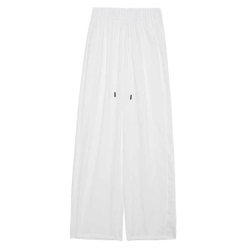 White Nai Fu Ice Silk Scimitar Pants Women's Summer Thin 2024 New Casual Small High Waist Texture Wide Leg Pants