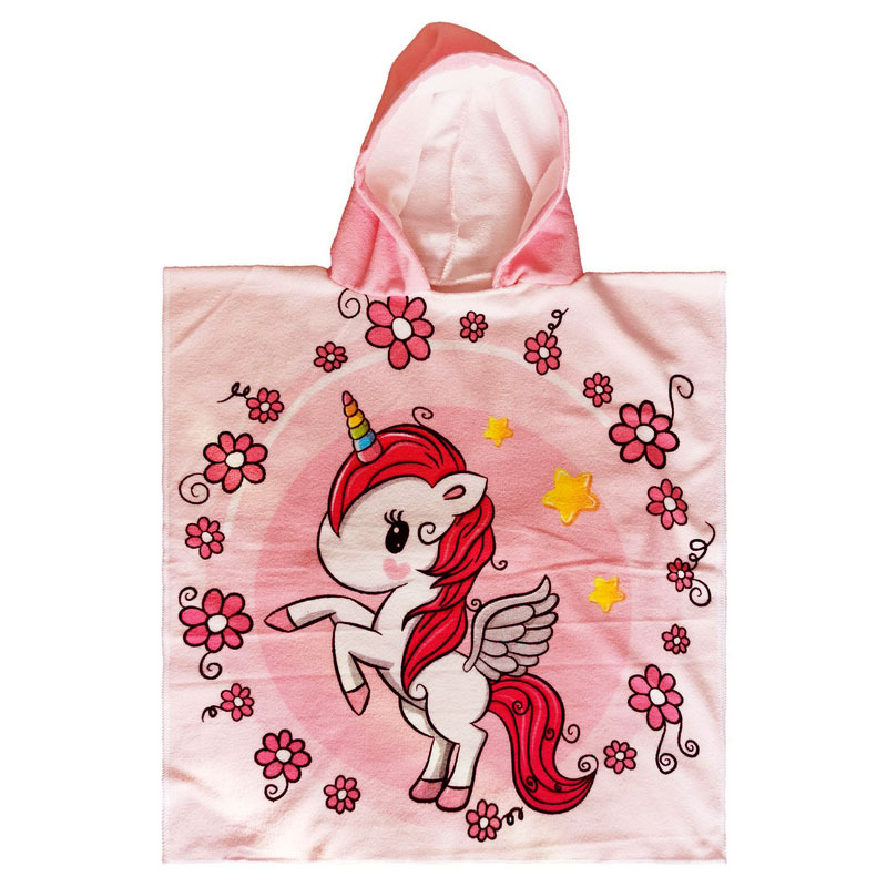 Cartoon Children's Beach Towel Microfiber Wearable Printed Bath Towel Children's Bath Towel Cloak with Hood