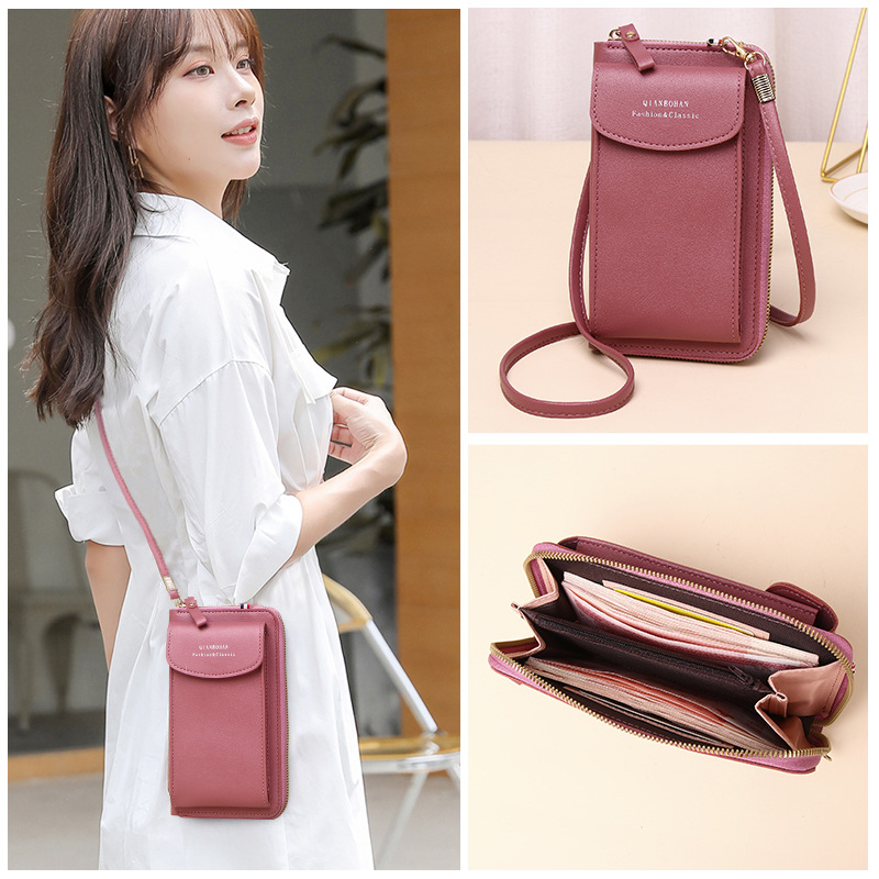 2023 new ladies slung mobile phone bag wholesale large capacity multi-functional solid color fashion simple shoulder bag