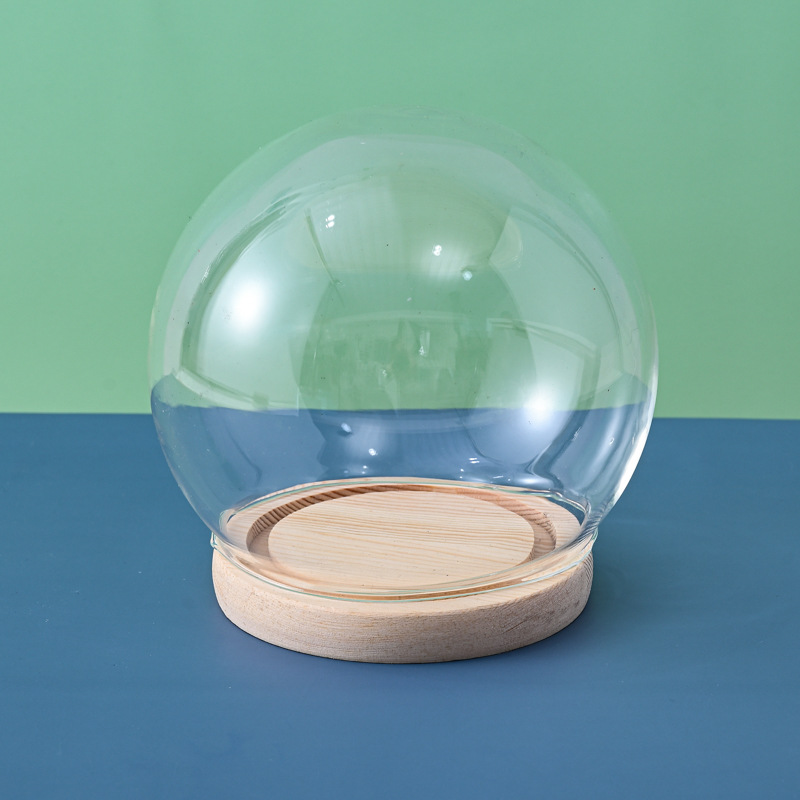 Baking cake spherical glass cover eternal flower round dust cover led lampshade cork glass bottle factory wholesale