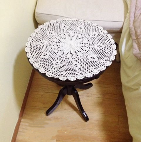Handmade crochet cotton lace woven decorative disc table mat white rice 25-50cm