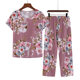Middle-aged and Elderly Cotton Silk Pajamas Women's Summer Thin Short-sleeved Suit Summer Mother's Large-size Women's Outfit Home Clothes