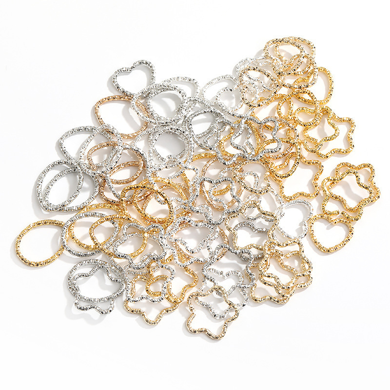 DIY jewelry accessories five-pointed star Love drop shaped embossed jump ring single ring earrings accessories open ring connecting ring