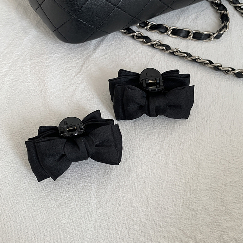 Black bow Princess head clip small size female side forehead bangs hairpin headdress Internet celebrity 2023 New