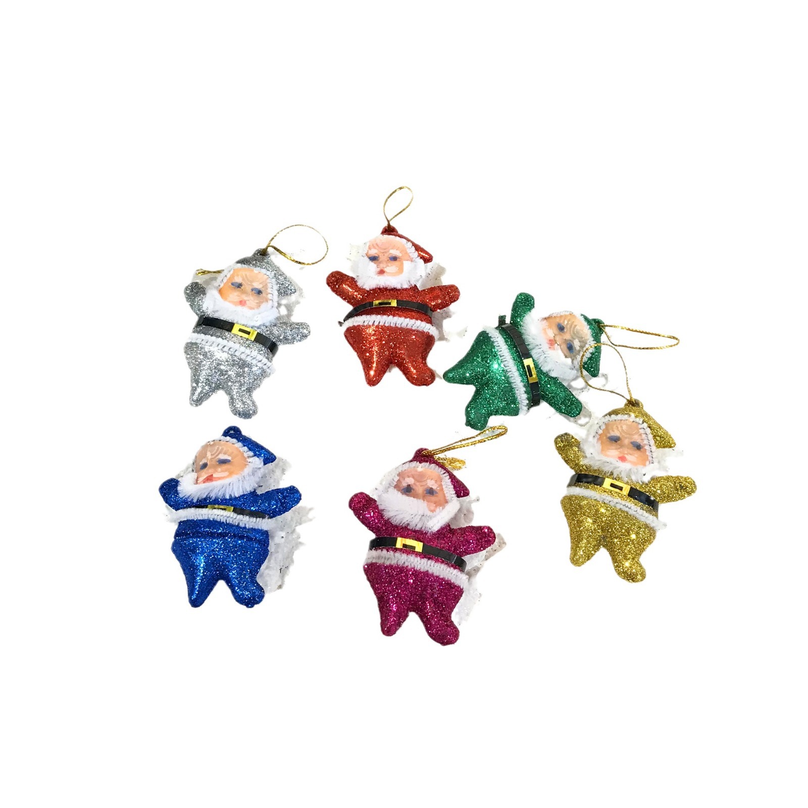 Santa Claus red flocking little old man Christmas gold powder 6 color little old man Christmas tree decorations