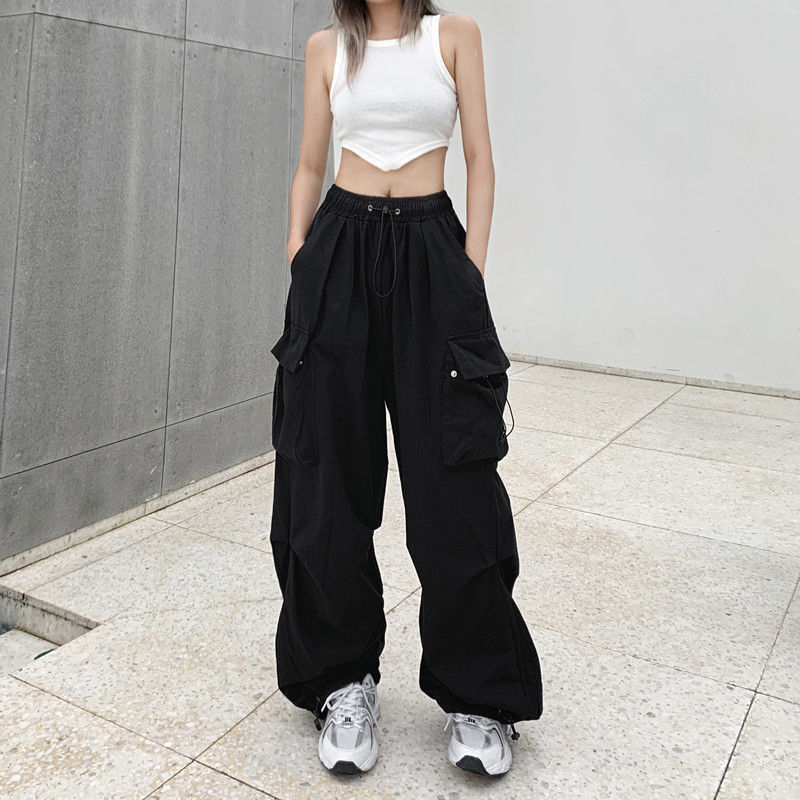 American Retro Workwear Casual Women's Summer Versatile Straight Leg Tapered Ankle Pants Loose Wide Leg Pants Instagram