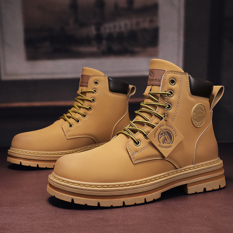 Seven-hole four-color rhubarb boots men's trend lace-up martin boots retro high-top color shoes a generation of hair