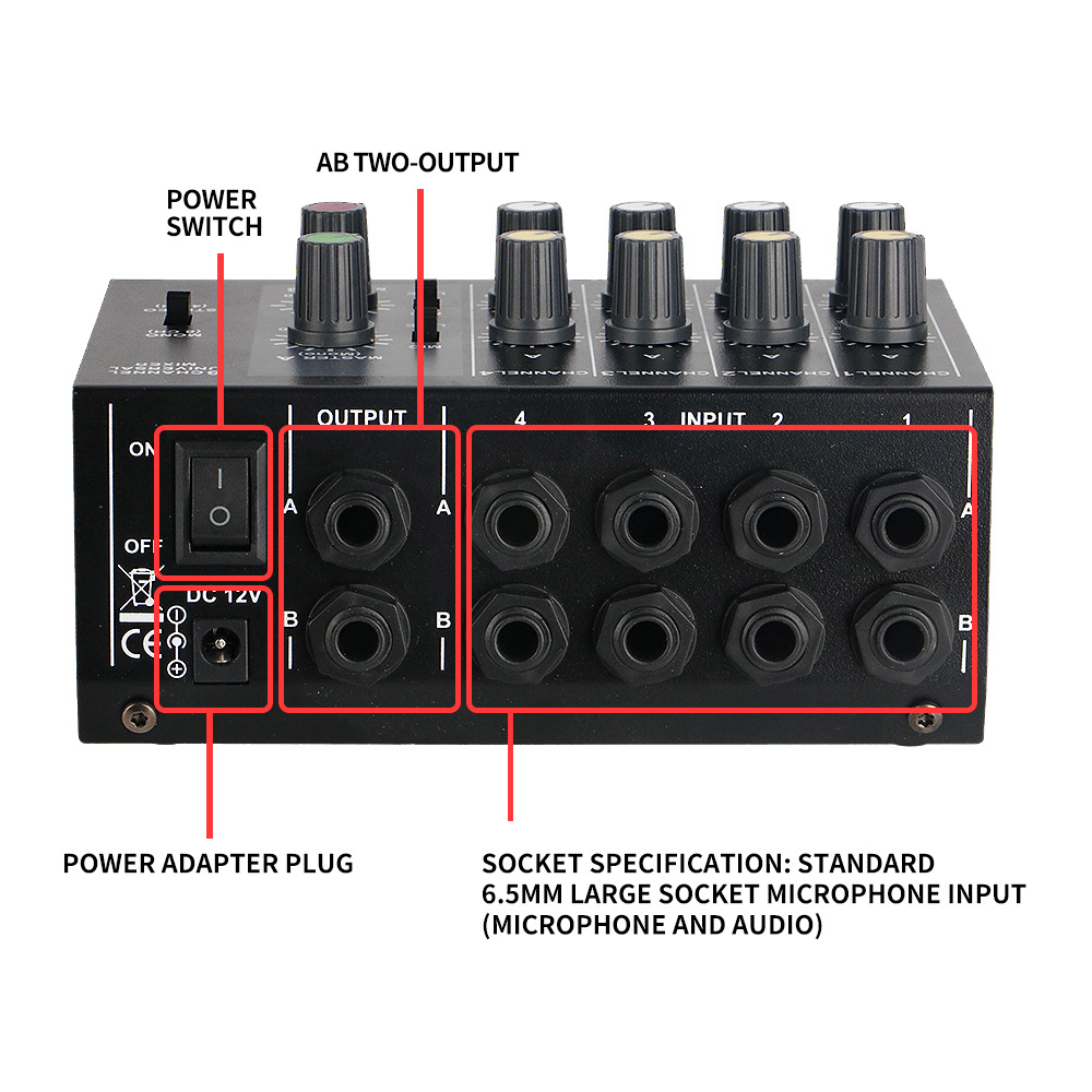 Small household mixer professional outdoor karaoke audio microphone hub eight-way audio multi-function mixer