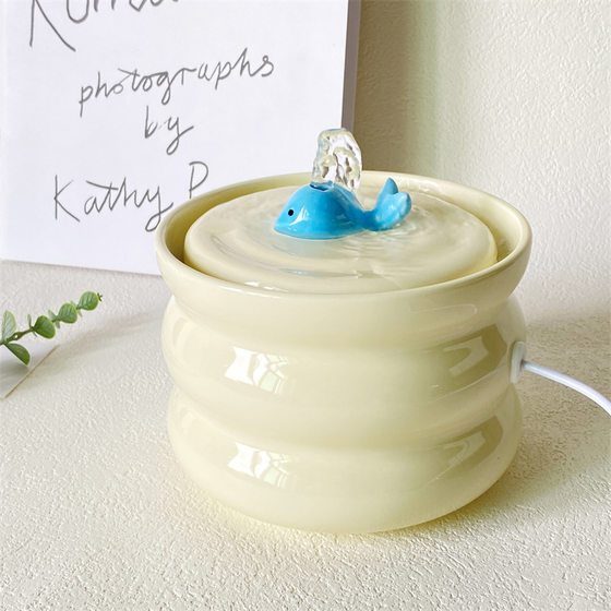 Milk fufu cat flow constant temperature water dispenser automatic circulation ceramic water dispenser does not wet mouth whale water feeding bowl