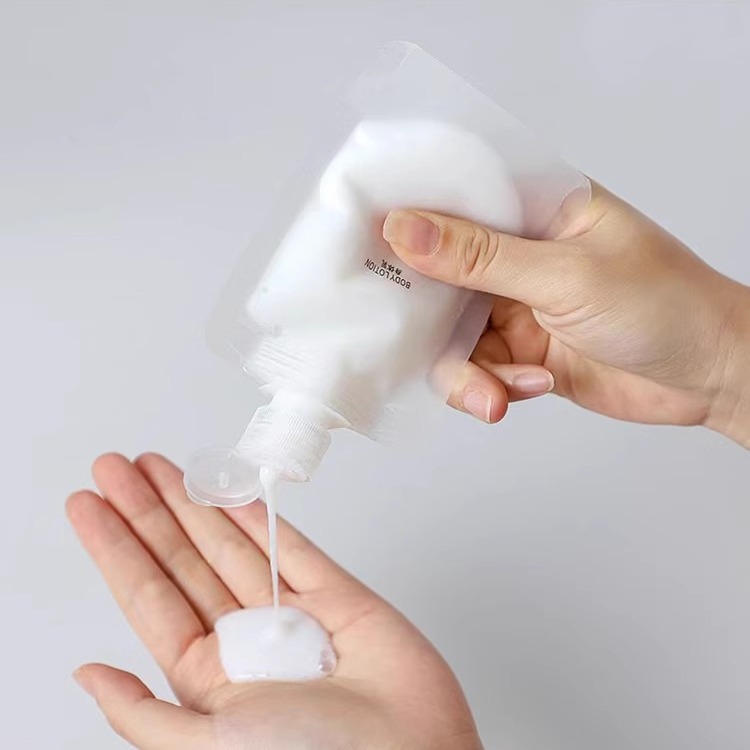 Daily Travel packing bag 30ml 50ml 100ml shampoo lotion packing bag frosted flip nozzle bag