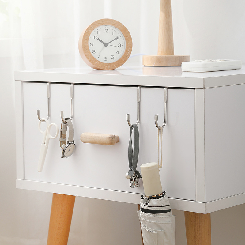 New thickened double hook cabinet stainless steel hook creative practical storage rack behind the door manufacturer