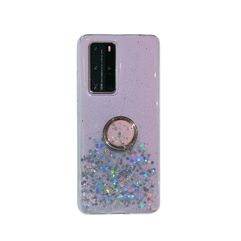 For new star round mobile phone tablet desktop bracket glitter shell pattern ring buckle 360 rotating in stock