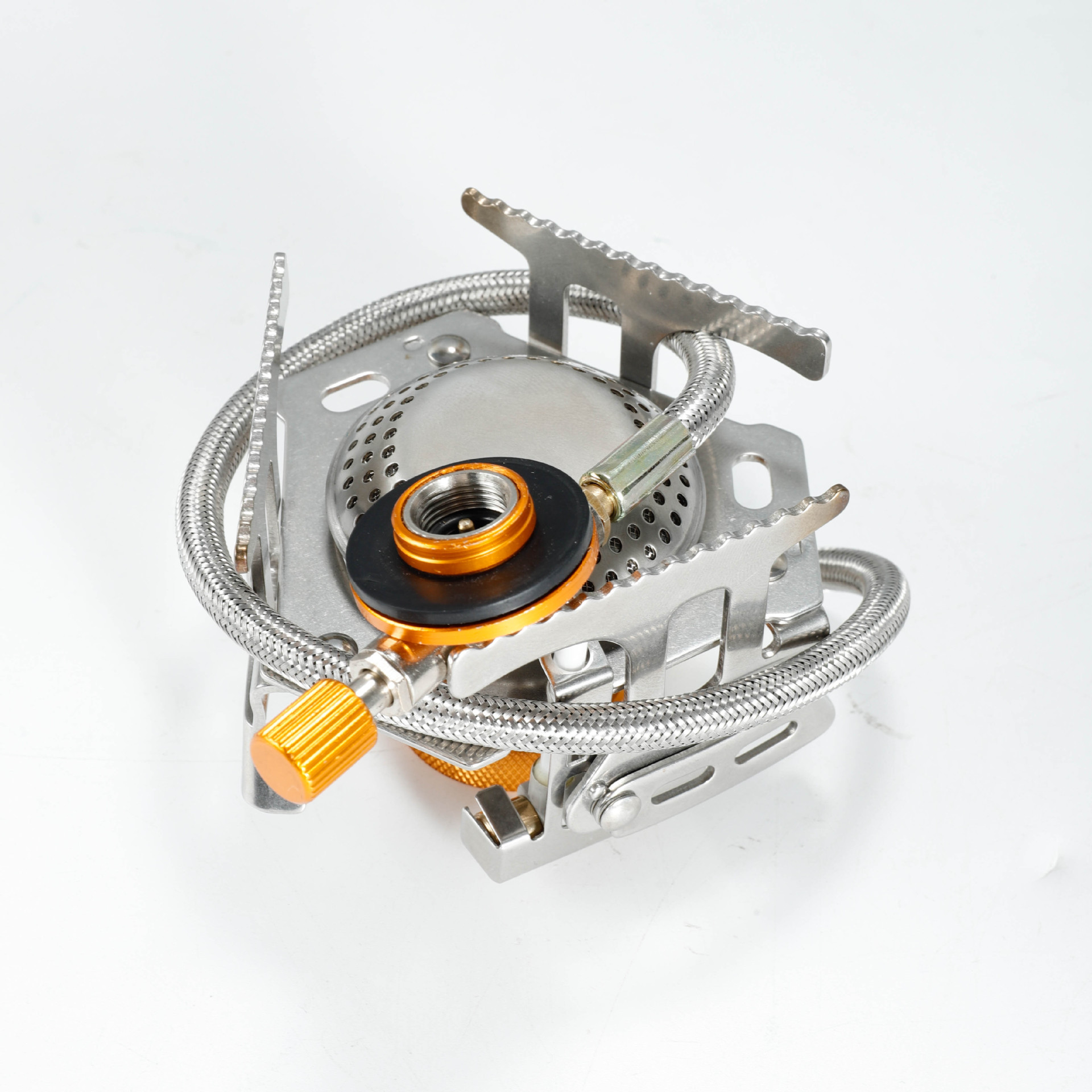 One-piece delivery outdoor camping stove windproof triangle stove portable folding card stove extension pipe cross-border