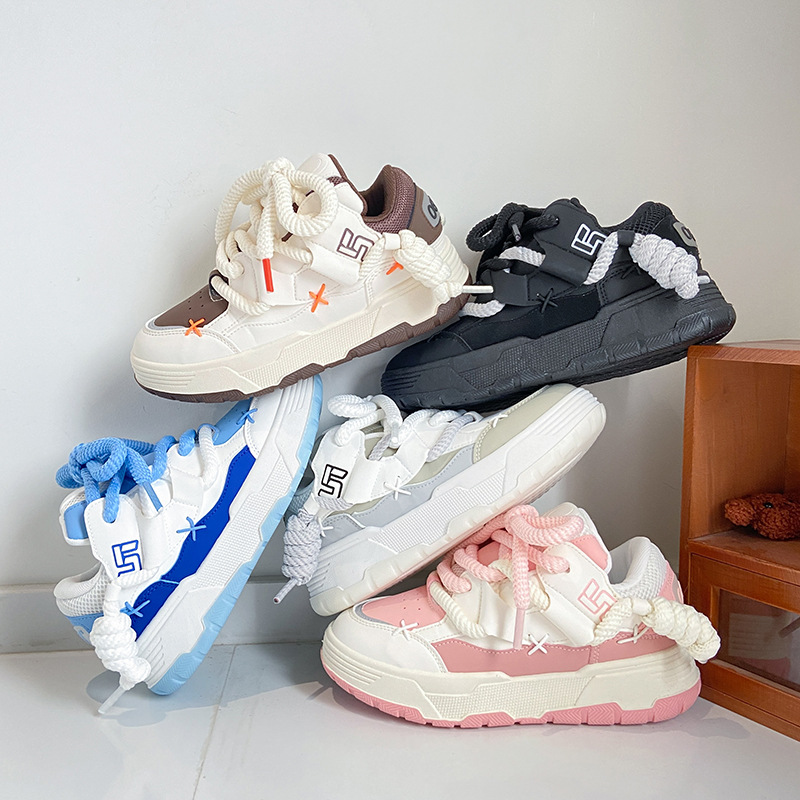Bread shoes women's 2023 new white shoes spring and autumn women's shoes sneaker height increasing shoes all-match casual platform shoes