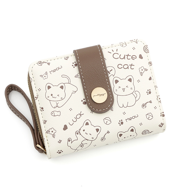 Korean version of cute kitten ladies buckle coin purse handbag multi-functional ladies short wallet wallet wallet wholesale