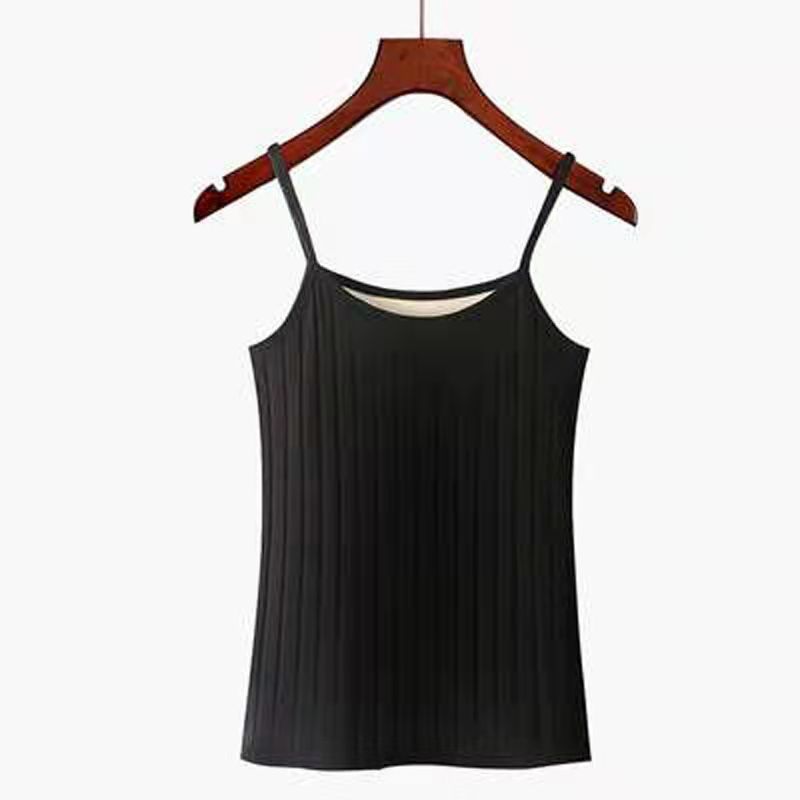 Autumn and Winter New Plain Cotton Noodles Velvet Double-Layer Warm Vest Women's Slim-Fit Heating Base Top Vest Underwear