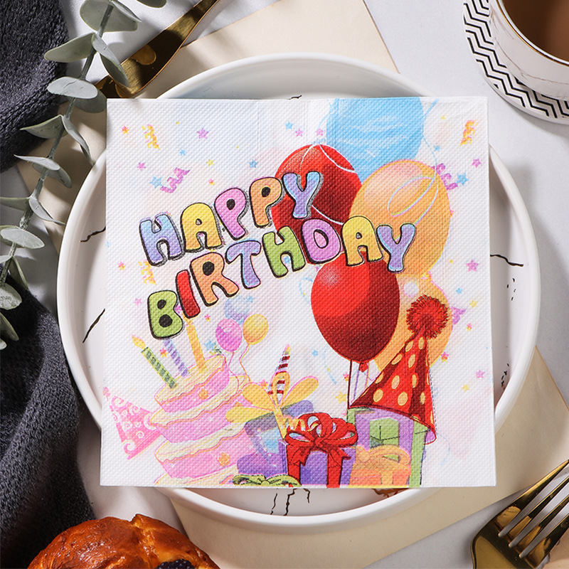 Colorful creative theme happy birthday printed napkin birthday theme napkin Castle tissue