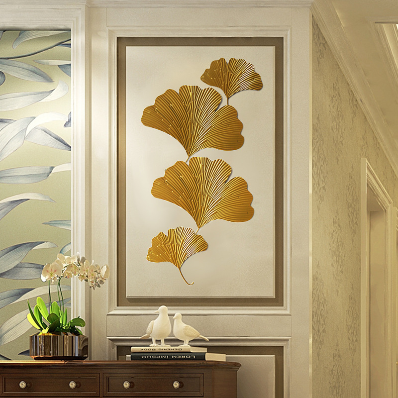 New Chinese Metal Ginkgo Leaf Wall hanging DIY Wall hanging Iron Wall Decoration for Living Room Hallway