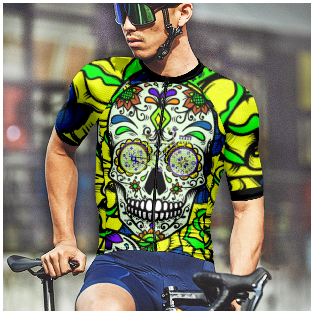 2023 cross-border new close-fitting tights cycling clothes sports top raglan sleeve T-shirt partial 3D printing men's summer