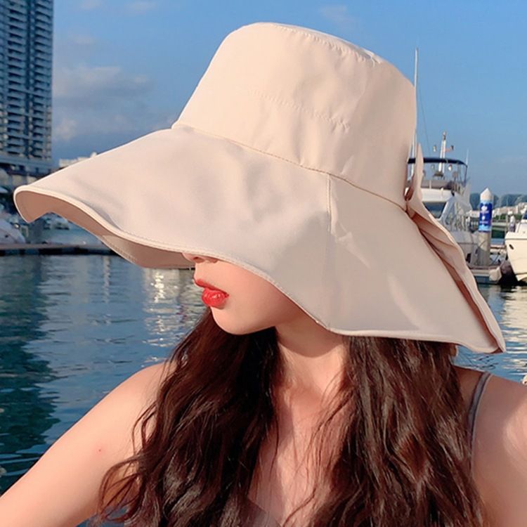 Japanese UV Sunscreen Hat Women's Summer Face Covering Anti-ultraviolet Sun Hat Seaside Big-brimmed Hat Fisherman Hat