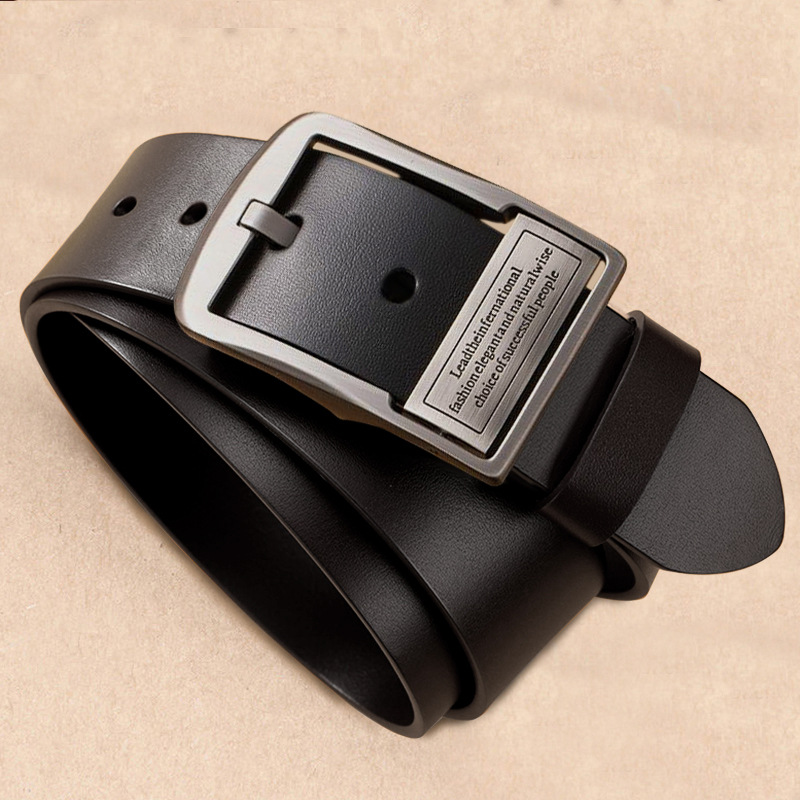 New Men's belt genuine leather pin buckle business casual cowhide Belt Men's trendy simple middle-aged and young men's pants belt