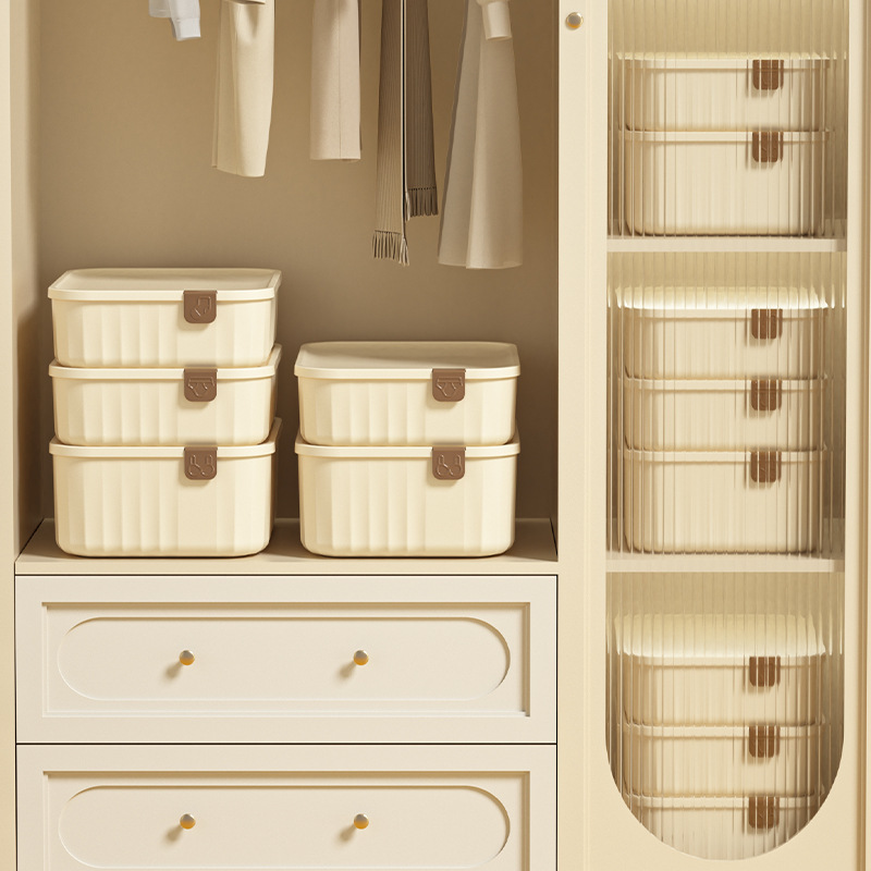 Underwear storage box cream style underwear box dormitory household compartment with lid dustproof underwear socks storage box