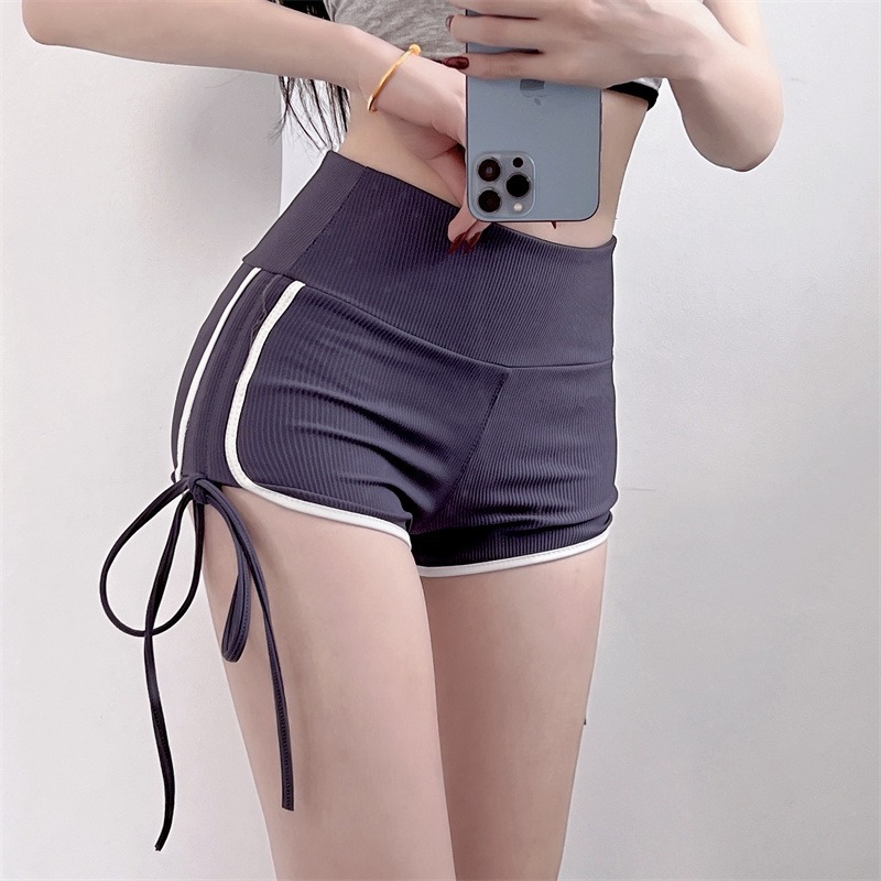 Hot Girl Drawstring Sports Outer Wear Pants Women's 2022 Summer New Hot Pants High Waist Slimming Straight Leg Wide-leg Shorts Trendy