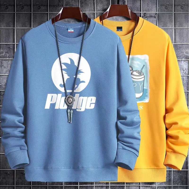Spring Autumn Winter New Printed Sweater Men's Loose Casual Top Clothes Korean Style Trendy Pullover Hoodie Hong Kong Style Coat Trendy