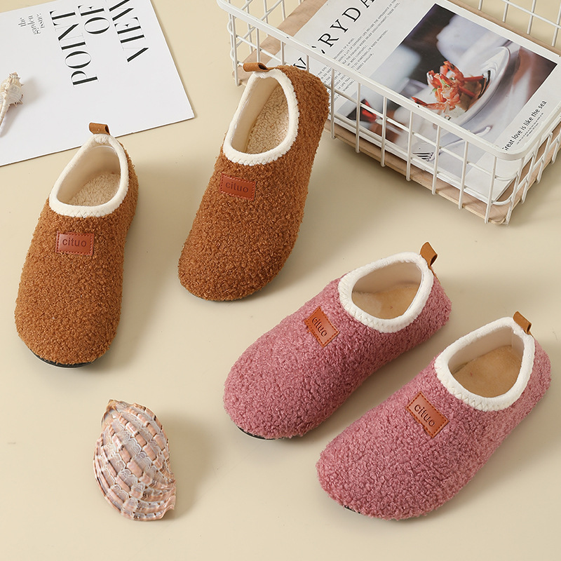 Autumn and winter men's and women's floor shoes velvet thickened adult women's socks home warm Men's cotton shoes non-slip adult early education socks