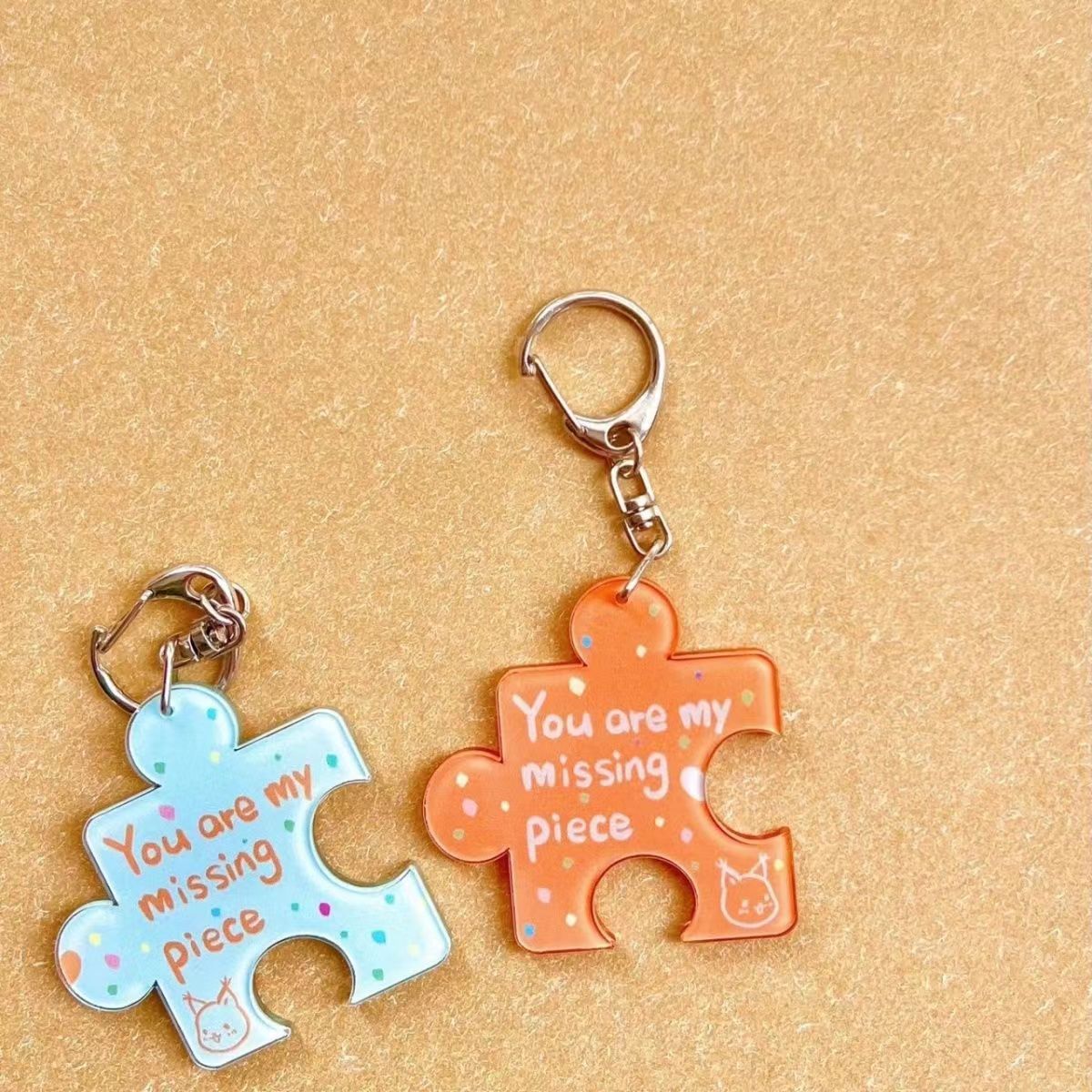 CY Acrylic Puzzle Text Keychain Transparent Creative School Bag Small Pendant ins Couple's Internet Celebrity Pendant
