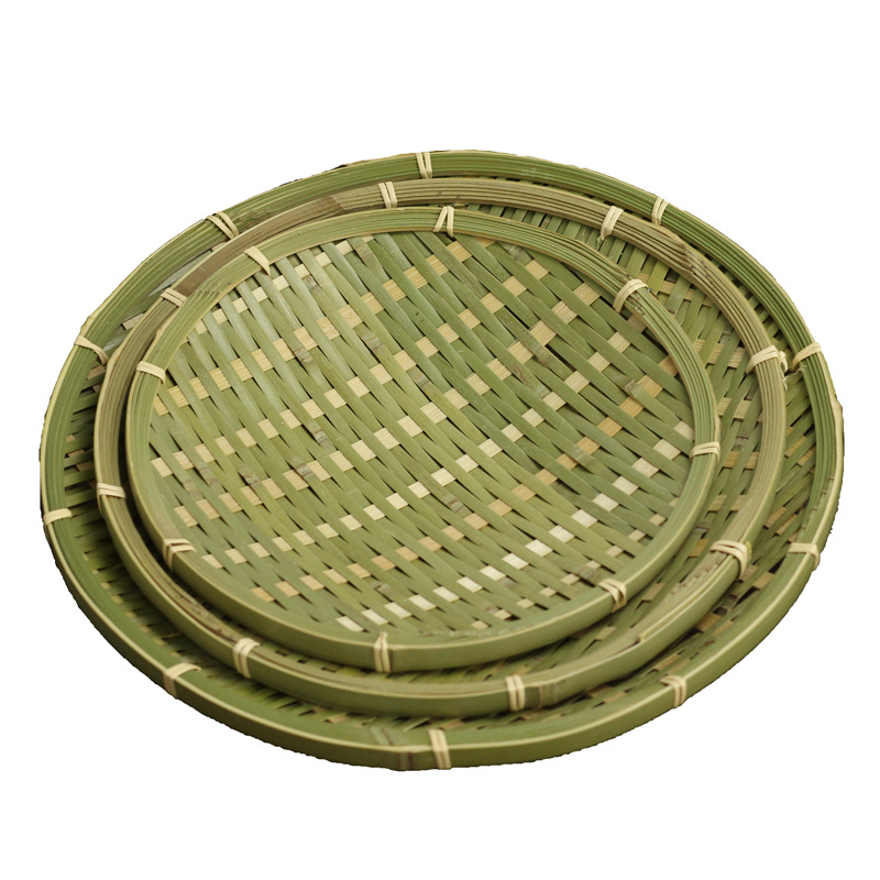 Bamboo Wraft Fruit Plate Bamboo Green Layer Bamboo Tray Handmade Special Bamboo Products Dinner Plate Small Dustpan Hotel Farmhouse Decoration