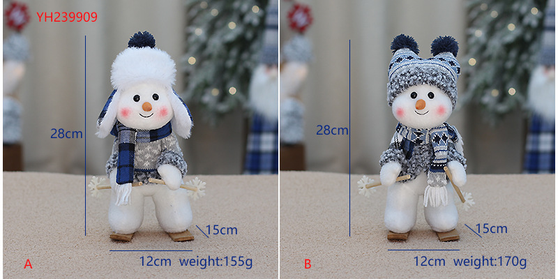 Weihnachten Blau Serie schneemann stoff puppe Lei Feng hut ski puppe Weihnachten puppe fenster dekoration_voghion.com