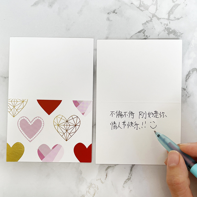 In stock simple fold greeting card with envelope gilding flower card flower shop Thank you blessing holiday card wholesale