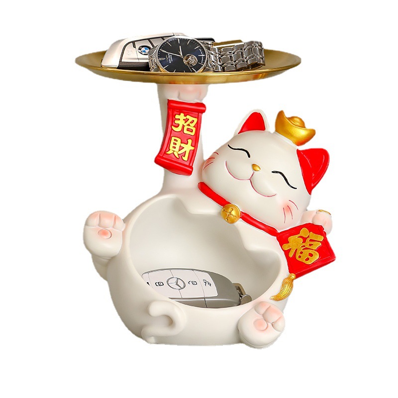 New Chinese Style Entrance Home Decoration Key Storage Tray Lucky Cat Creative New House Housewarming Decoration