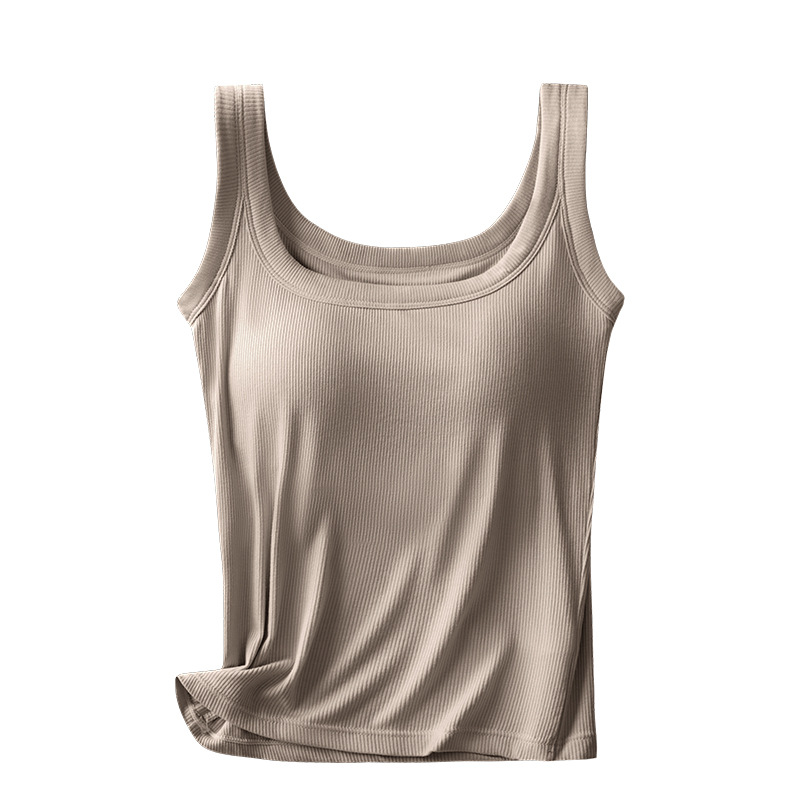 Modal Cotton Threaded Sling Base Vest Women's One-piece Square Collar Fixed Cup All-match Sleeveless Base Vest