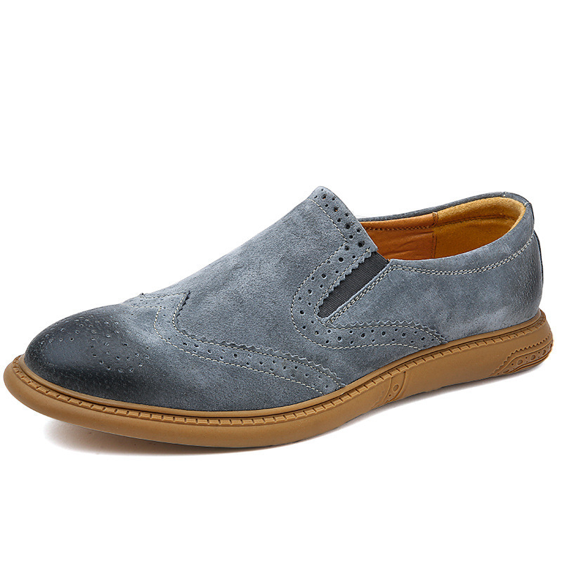 2024 Cross-border Brogue Shoes Men's Soft Leather Frosted Casual Retro British Tooling Shoes 46 plus size Leather Shoes