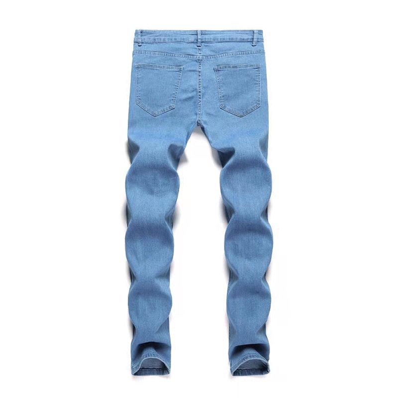 Foreign Trade High Quality Men's Abraded Leg Stretch jeans Amazon Skinny jeans Men jeans