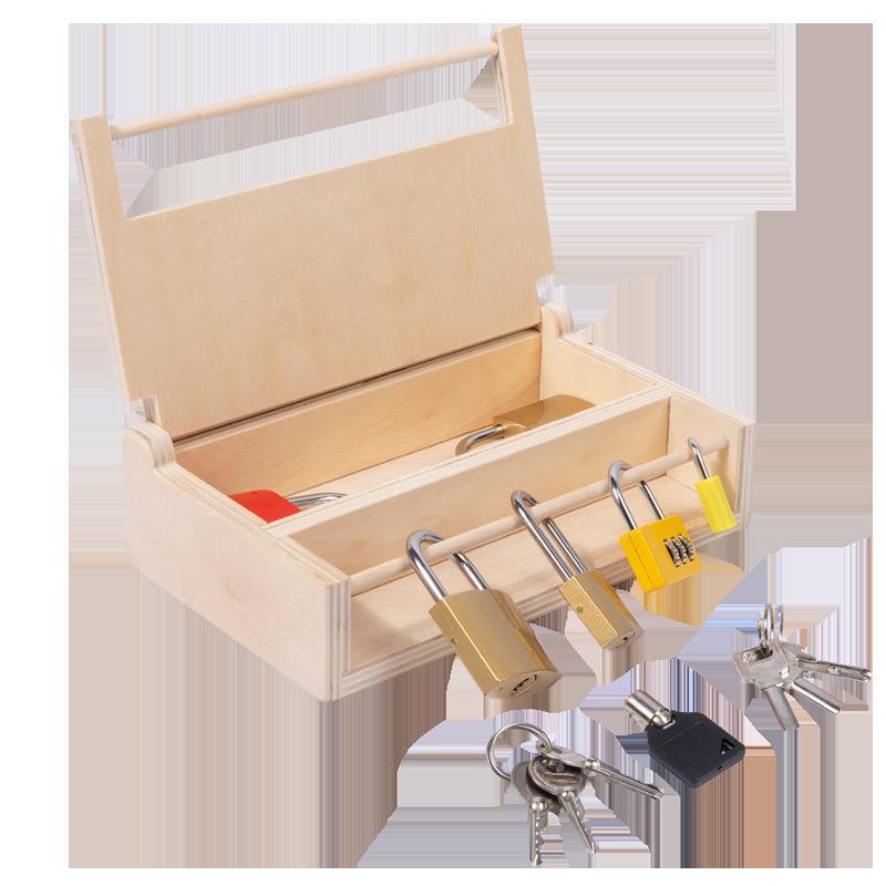 Montessori Children's Early Education Educational Wooden Unlock Box Mentation Training Teaching Aids Toys Life Fun Parent-Child Games