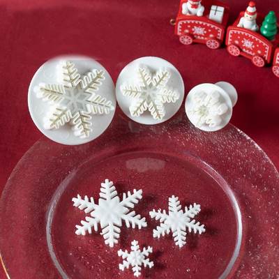 DIY mold 3PCs thick and thin snowflake spring press mold baking supplies set biscuit plastic mold spot