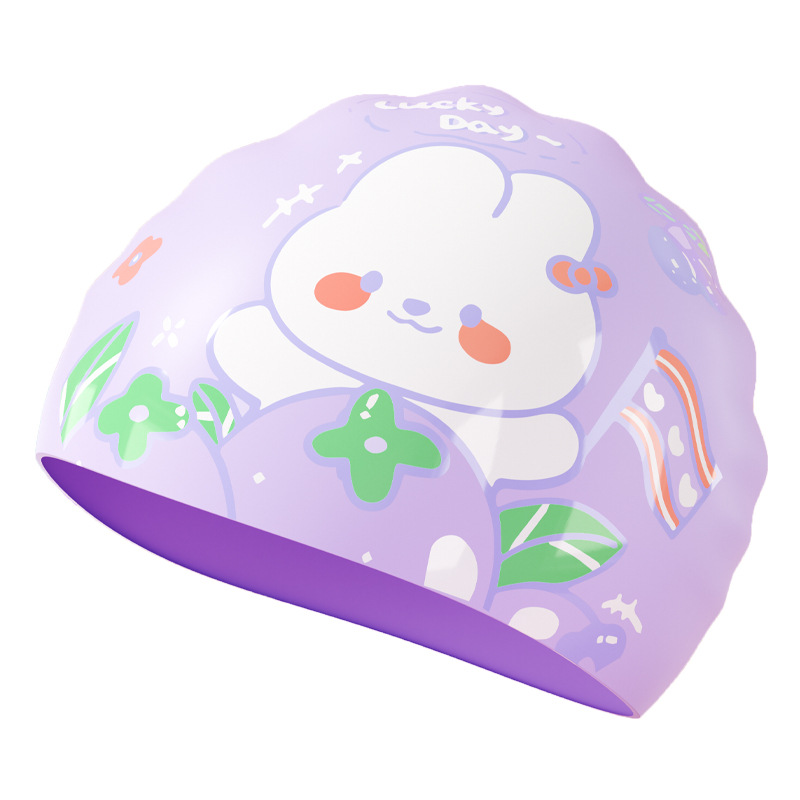Silicone cap swimming cap children's printed swimming cap boys and girls sunscreen head waterproof hair care cap wholesale