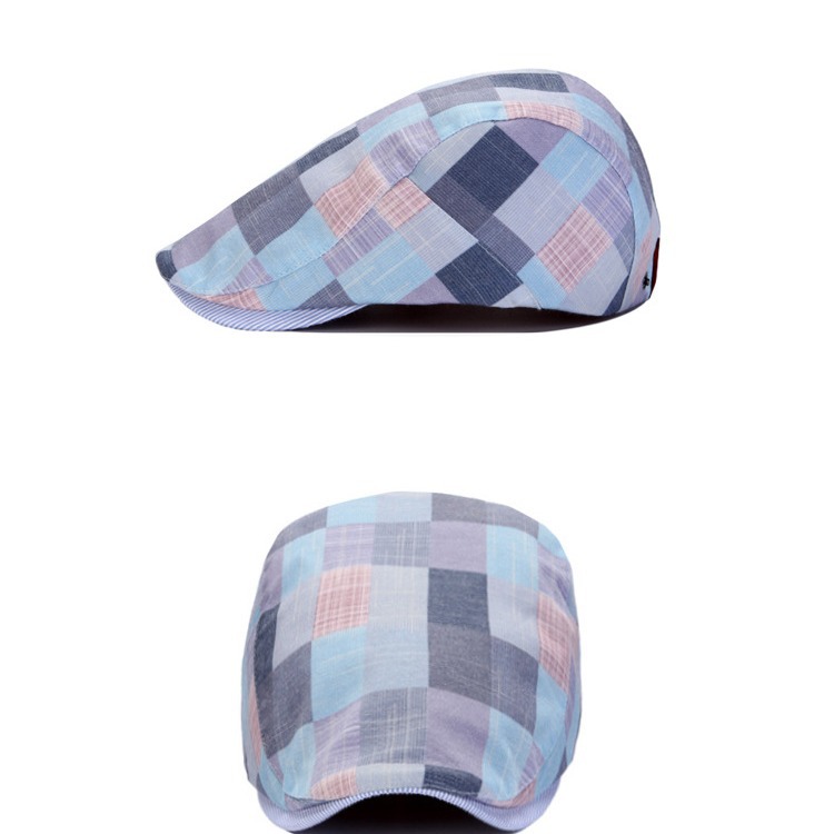 Duck Tongue Hat Men's and Women's Plaid Beret Spring Summer and Autumn Breathable Sunshade British Forward Hat Lattice Casual Belle Hat