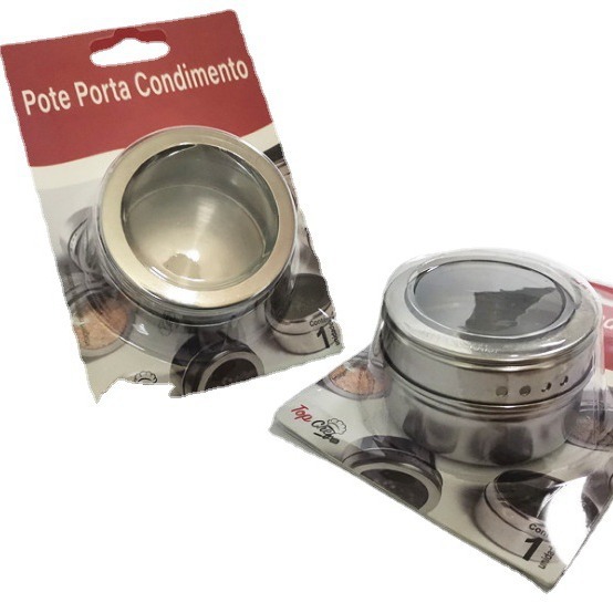 Stainless steel seasoning jar multifunctional stainless steel seasoning bottle outdoor portable barbecue seasoning jar suction card packaging wholesale