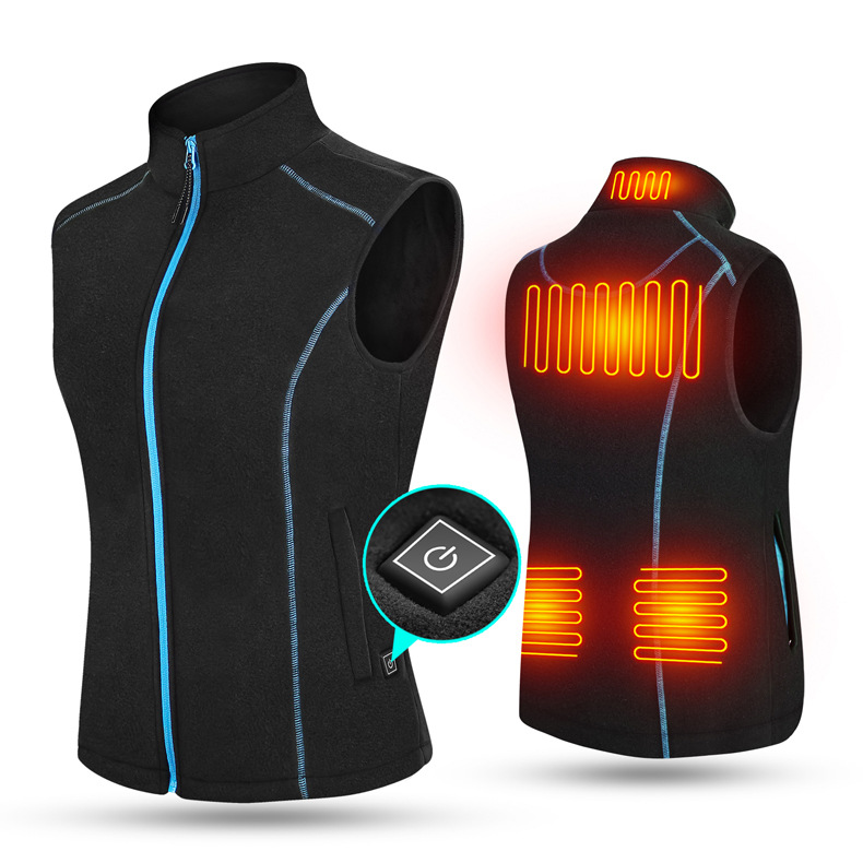 Cross-border 2021 New Polar fleece electric heating Vest Women's USB charging four-zone thin warm intelligent heating vest