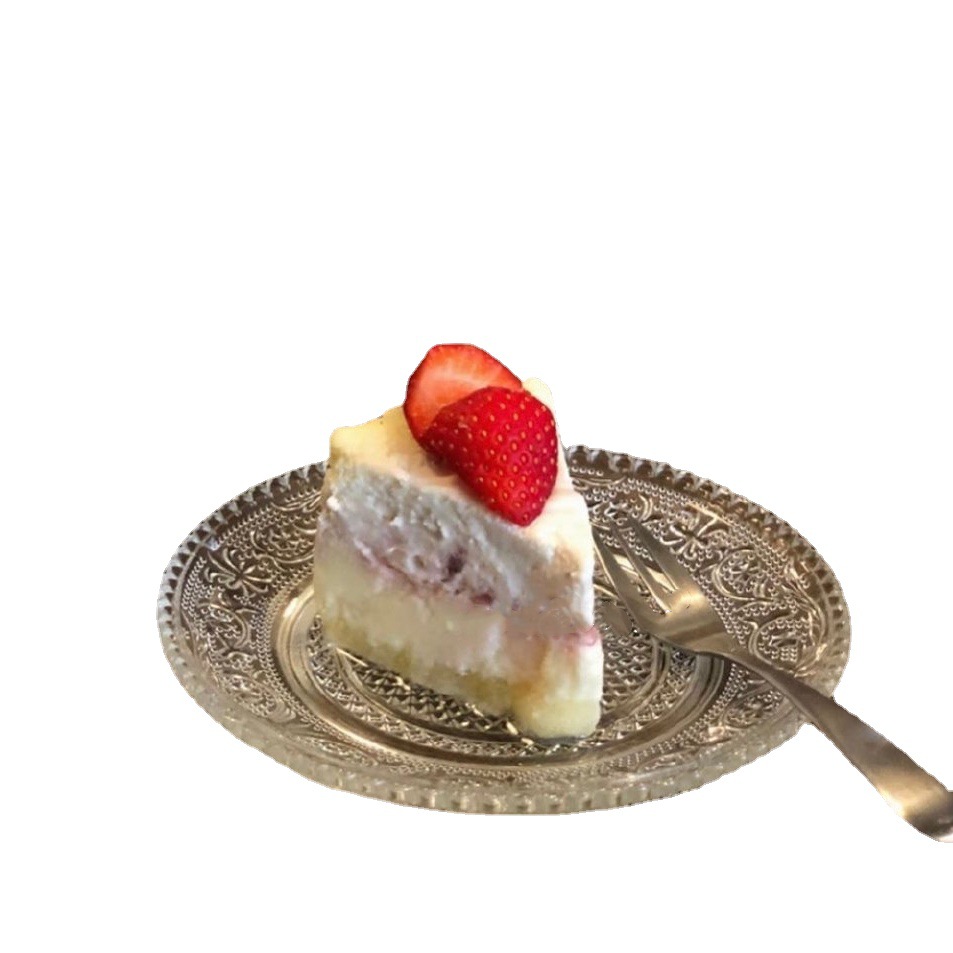 Plate High Appearance Fresh ins Style Cafe Dim Sum Glass Plate Vintage Embossed Household Dessert Plate Snack Dish