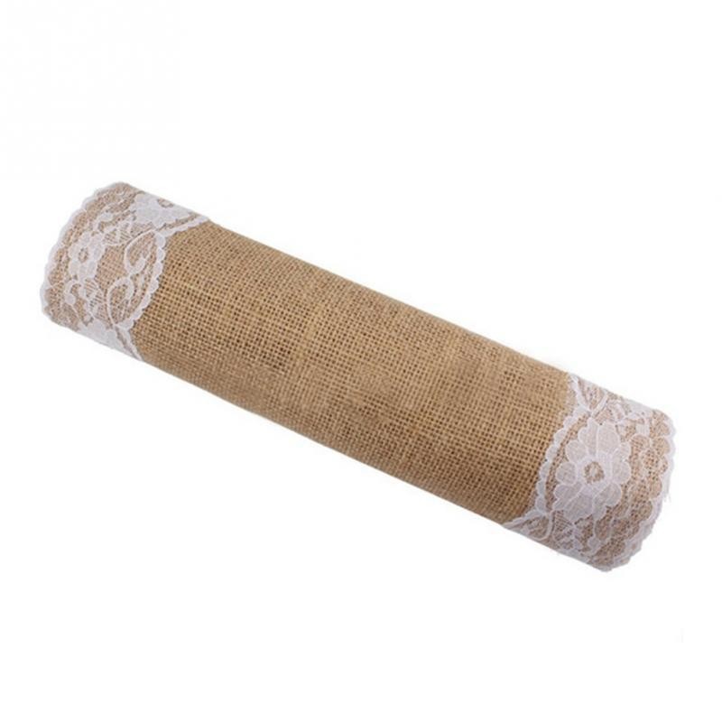 Factory direct supply wedding decoration linen tablecloth linen tablecloth lace on both sides jute tablecloth tablecloth