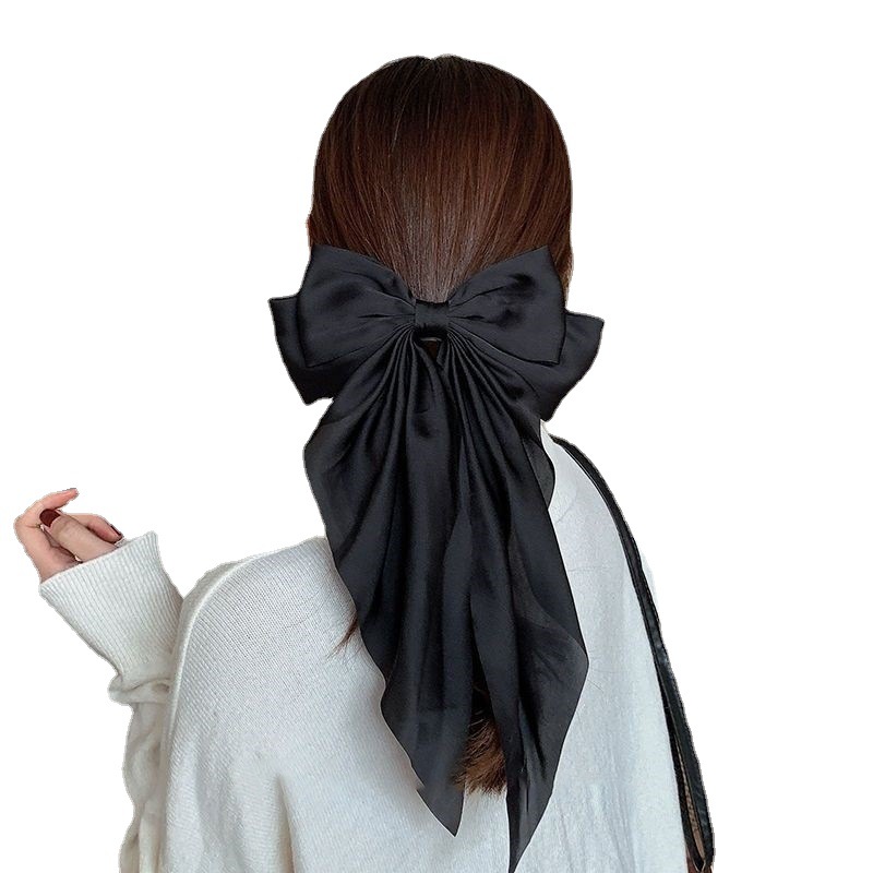 Yang Zi Same Style Large Bow Hairpin Ribbon Hair Accessories Korean Style Elegant Back of Head Hairpin Girl Top Clip Headwear