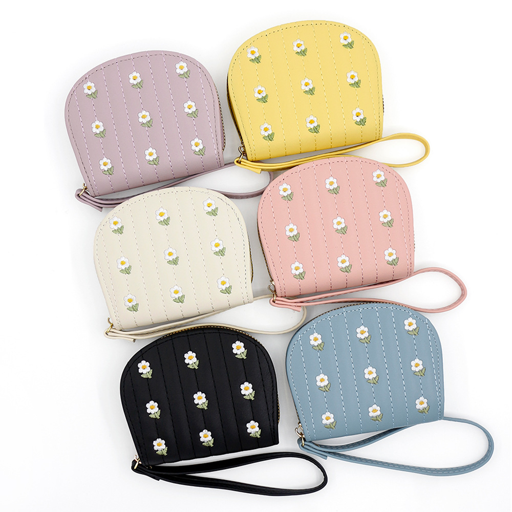 New fresh and sweet lady card bag embroidered zipper hand bag change purse multi-card card bag wallet wholesale